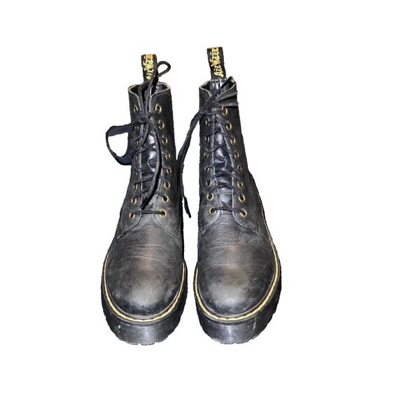 DR MARTENS Shriver Hi Black Burnished Wyoming Leather Boots Women 7 US - Picture 2 of 14